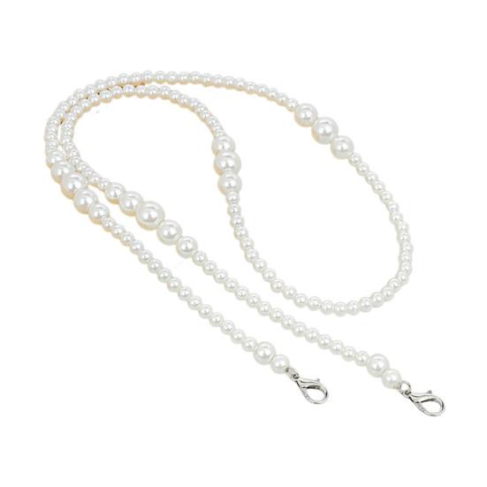 Purse Chain Strap Faux Pearl Bag Chain Strap Replacement with Metal Buckles Shoulder Cross Body Bag Chain for Ladies Tote Handbag