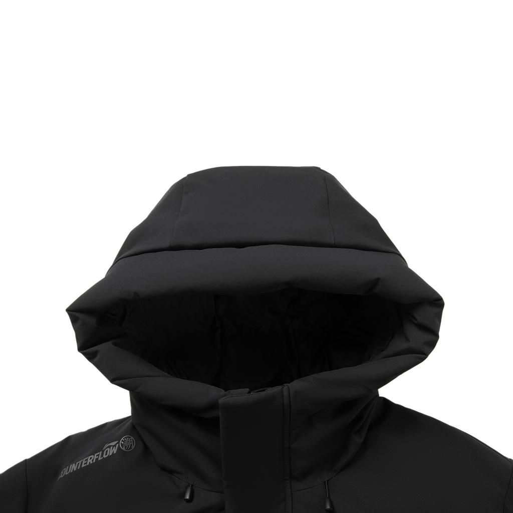 Li Ning CF Suo Solid Color Zipper Versatile Hooded Fashion Casual Down Jacket Men Outerwear AYMV529-4