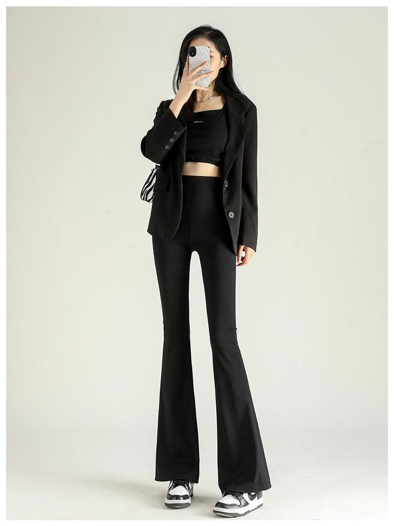 Women's High-Waist Fleece Flare Pants – Floor-Length, Loose Fit, Autumn/Winter Fashion