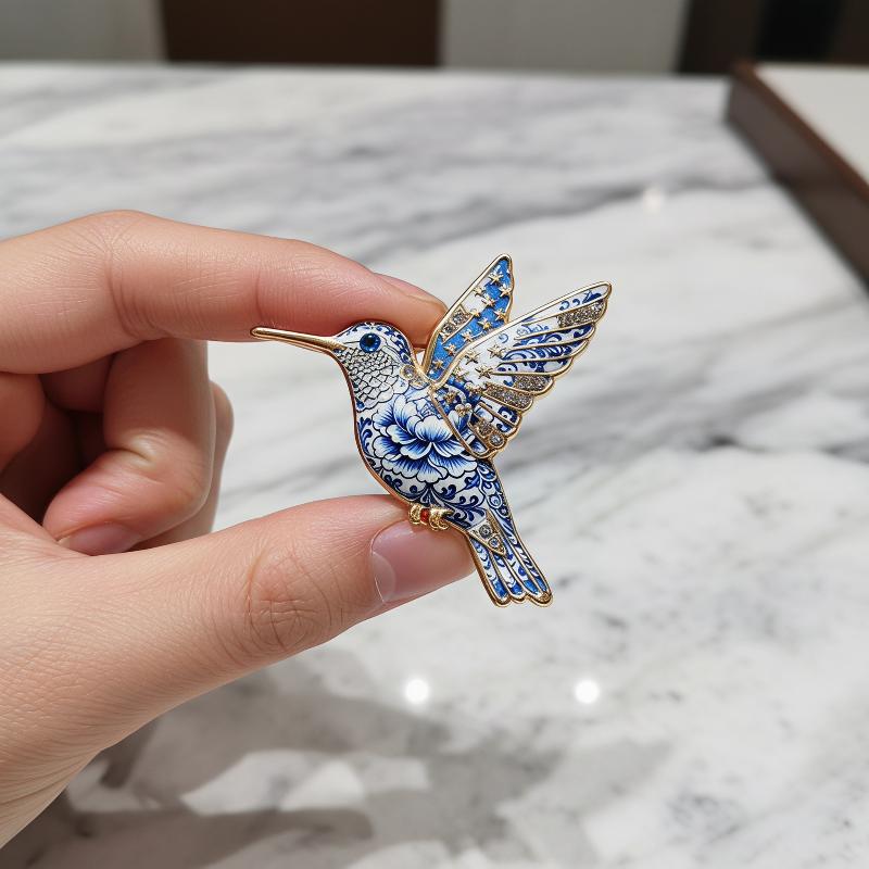 Modrobílé porcelánové brože v čínském stylu pro muže i ženy s hmyzími, zvířecími, rostlinnými a květinovými vzory