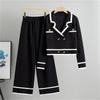 Autumn And Winter Knitted Wide Leg Pants Two Piece Suit Short Style Small Fragrance Fashionable Casual Suit For Women