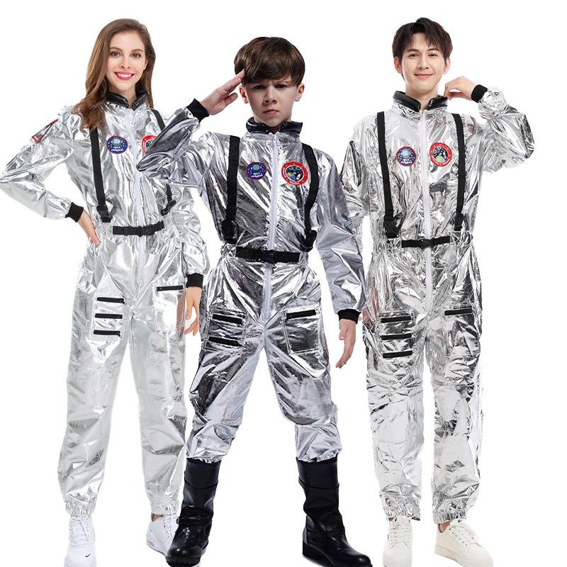 Halloween Enfants Adulte Costume d'Astronaute Combinaison Spatiale Pilote Spatial Errant sur Terre Costume d'Astronaute