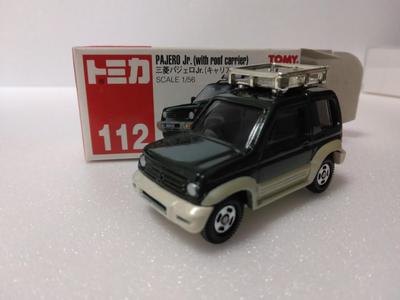 Tomica No. 112 Mitsubishi Pajero Jr. with Carrier, 1/56 Scale
