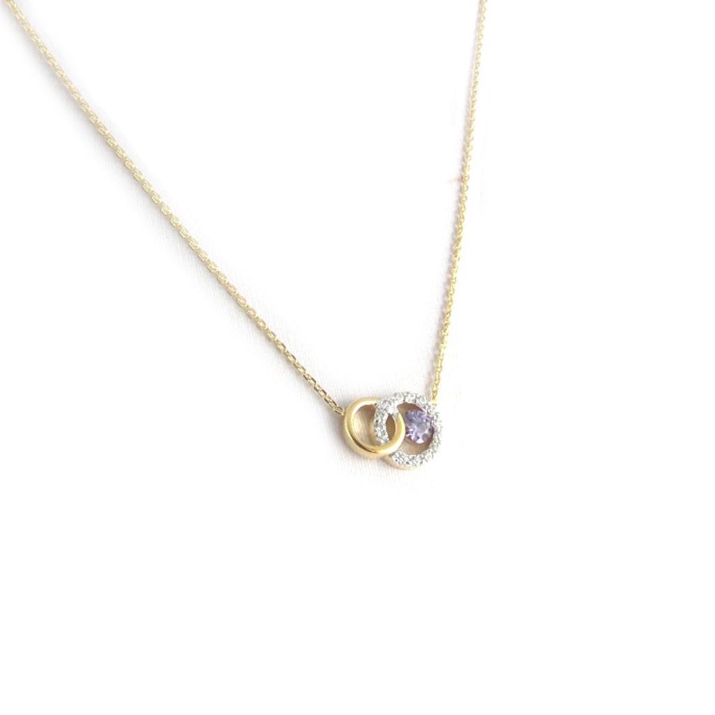 Altesse [L1307] - Gold Plated 'Scarlett' Amethyst Necklace