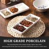 DOITOOL 2Pcs Ceramic Serving Platters, 3 Compartment Appetizer Serving Trays Snack Dishes, White Rectangular Divided Sauce Dishes for Home Restaurant