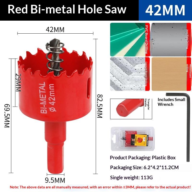 1Pcs(15-45Mm) Bi-Metal Hole Saw Single Size With Drill Spring Pvc Iron Wood Drilling Opener For Home Renovation