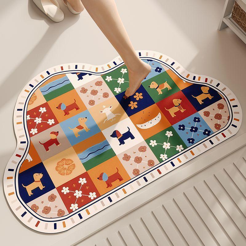 Cute Cartoon Diatom Mud Floor Mat, Bathroom Non-Slip Absorbent Quick-Drying Floor Mat, Bathroom Door Dirt-Resistant And Wear-Resistant Floor Mat