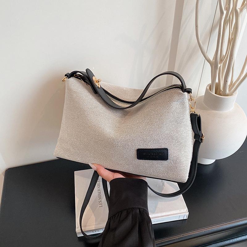 MultiColor Canvas And Faux Leather Hobo Underarm Bag For Women Casual Shoulder Crossbody Bag With Adjustable Strap For Daily Use