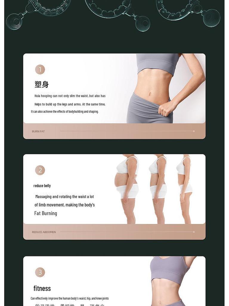 Weighted Hula Hoop for Slim Waist & Fat Burning - Adult Fitness Equipment