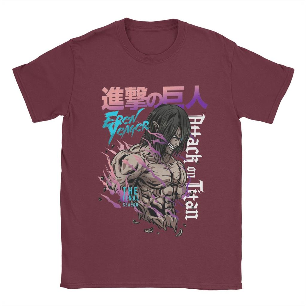 Eren Jeager Yeager AOT Anime T-shirts Herrar Humoristiska Ren Bomull T-shirts Rund Hals Kortärmad T-shirt Tryckta Kläder