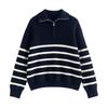 Chuyu Women's 2025 Winter Striped Polo Collar Knit Sweater