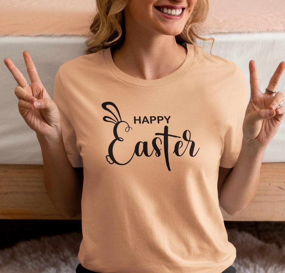

Happy Easter Shirt, Easter Bunny Graphic Tee, Easter Shirt For Her, He Is Risen L