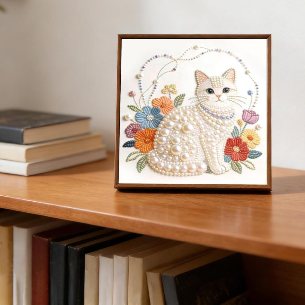 Animal Theme Pearl Painting Kit 7.87in DIY Rhinestone Art Crafts for Adults & Kids, Fun 3D Diamond Art Projects for Party Home