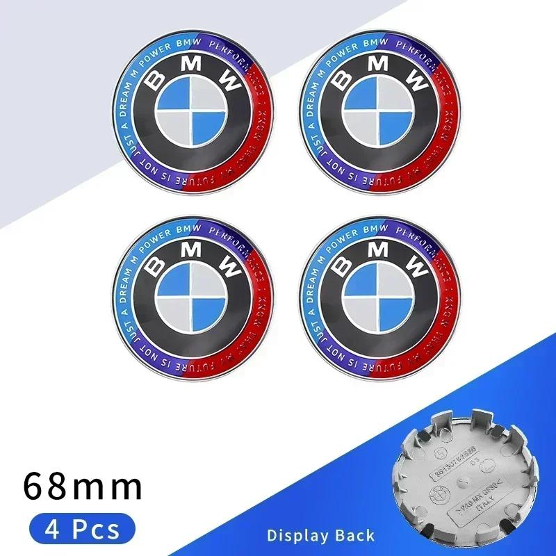 4ks 68mm Středová krytka kola auta Logo Znak náboje Kryt ráfků Pro BMW E46 E38 E60 E90 E93 F20 F30 X3 X5 Modrá Bílá Černá Výroční