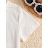 European Size Girls Round-neck Short-sleeved T-shirt with English Pattern Print for Dancing