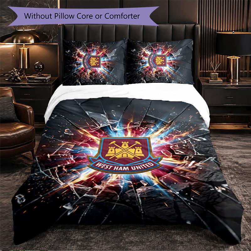 West Ham United Calcio Set Biancheria da Letto 3 Pezzi Morbido Set Copripiumino con Federe Set Decorazione Camera da Letto per la Casa