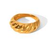 Anillo Europeo y Americano de Lujo Trenzado de Acero Inoxidable Roscado, Titanio Chapado en Oro de 18K, Joyería de Moda de Alta Gama para Mujer