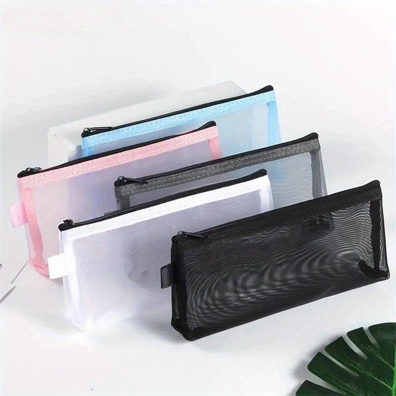 1Pc Simple Transparent Portable Mesh Pencil Case Office Storage Bag Student Pen Bag School Supplies Stationery Bag