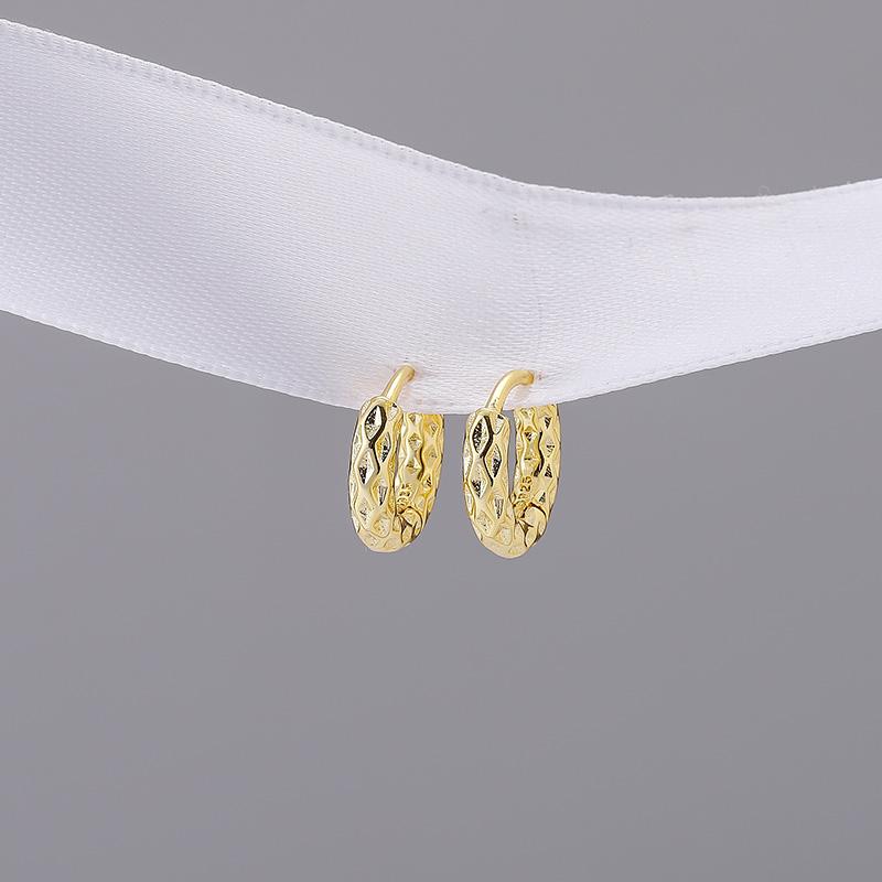 ANENJERY Vând cercei cu cerc mici cu textura argintie INS bijuterii simple de moda pentru femei