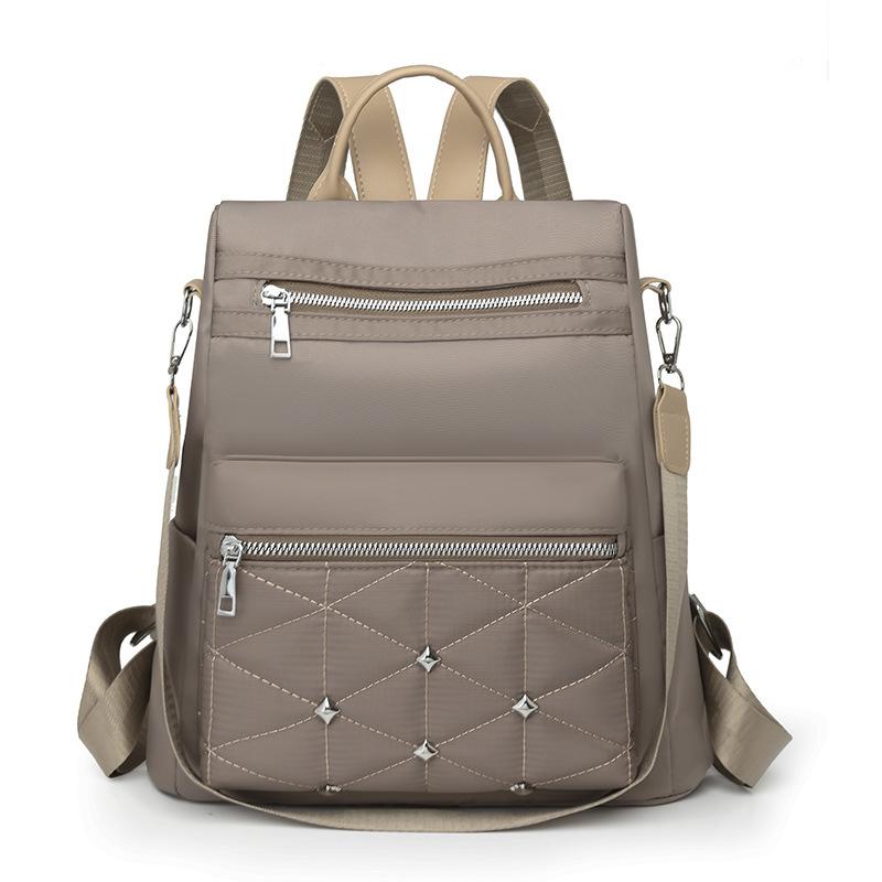 

Женский многофункциональный рюкзак Легкий водоотталкивающий Инкрустированный бриллиантами Большая вместимость Сумка через плечо хаки