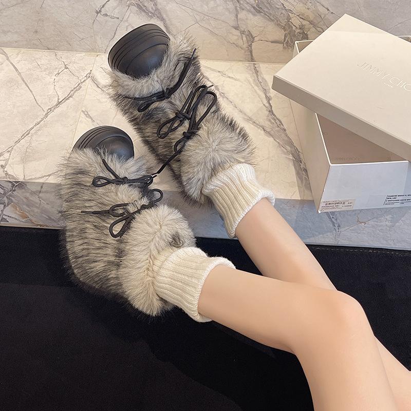 Retro versatile Mao Mao big-headed boots for women 2025 winter new warm and cold-resistant fashionable thick-soled snow boots for women