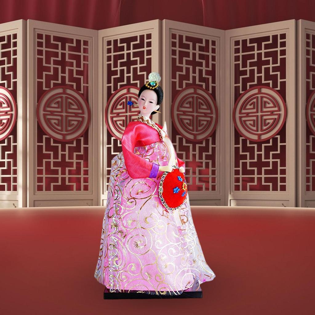 Korean Geisha Figurine Korean Hanbok Geisha Doll Miniature 12 Inch Oriental Doll for Tabletop Home Office Decoration Kids Gift