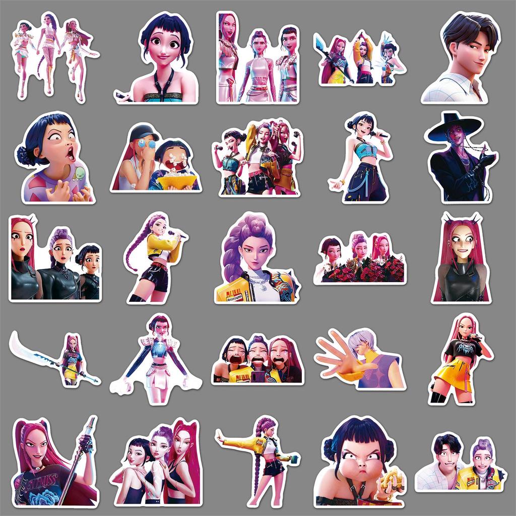 Demon Hunter Anime Stickers - 100 Waterproof Sheets for DIY, Helmet, Power Bank, and Journal Decoration.