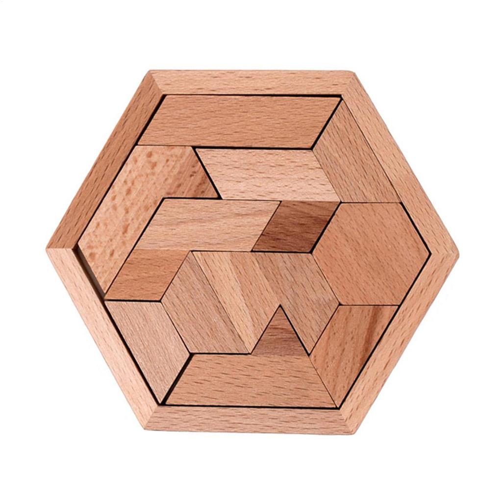 Hexagon Wooden Puzzle Tangram Intelligence Toys For Kids Adults Thinking Training Games Puzzle Infant Rompecabezas De Madera