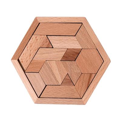 Sechseck Holzpuzzle Tangram Intelligenzspielzeug Für Kinder Erwachsene Denktraining Spiele Puzzle Kleinkind Rompecabezas De Madera