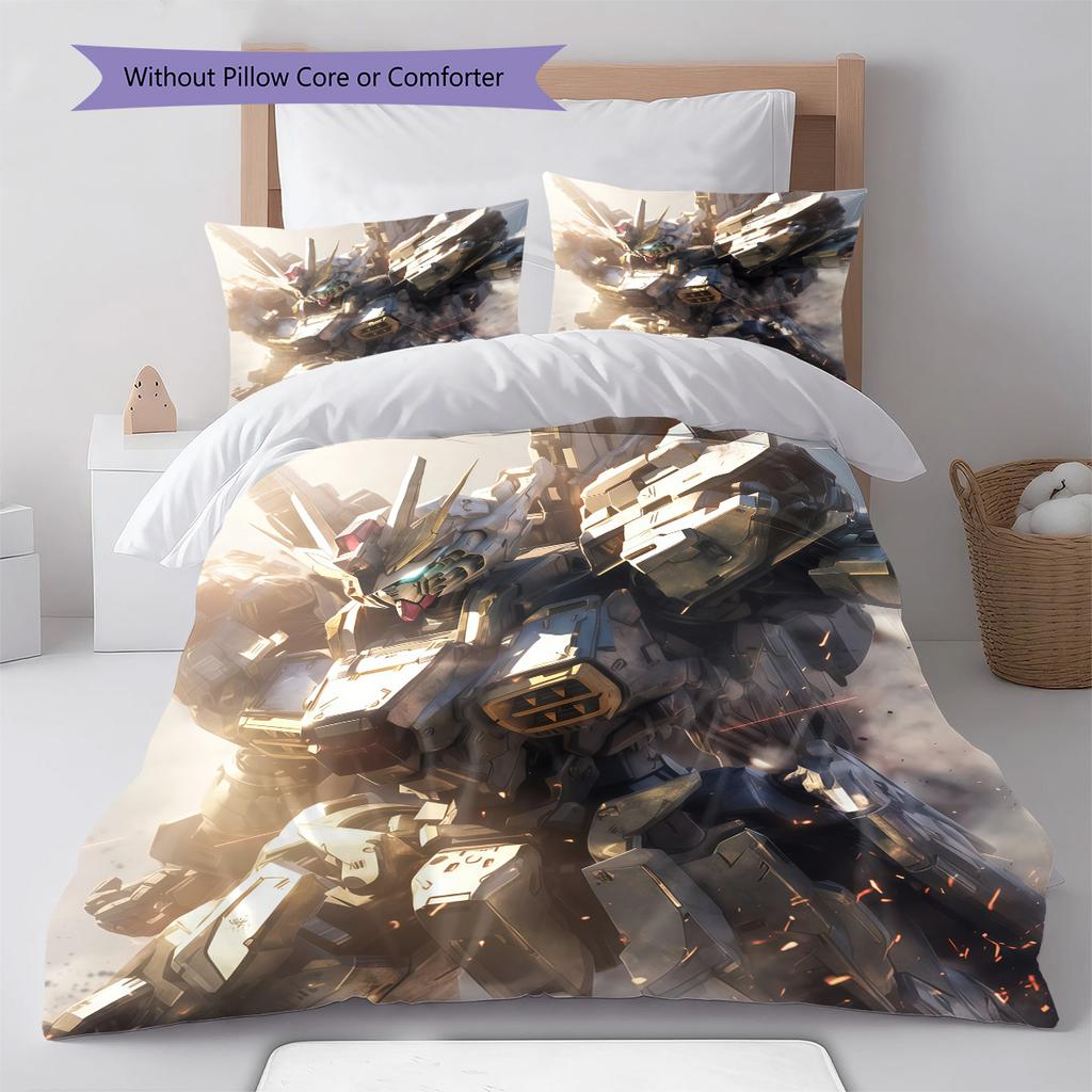 Gundam Dynamic Action Pose Bedding Set Anime Duvet Cover Polyester Soft Comforter Set -QJY