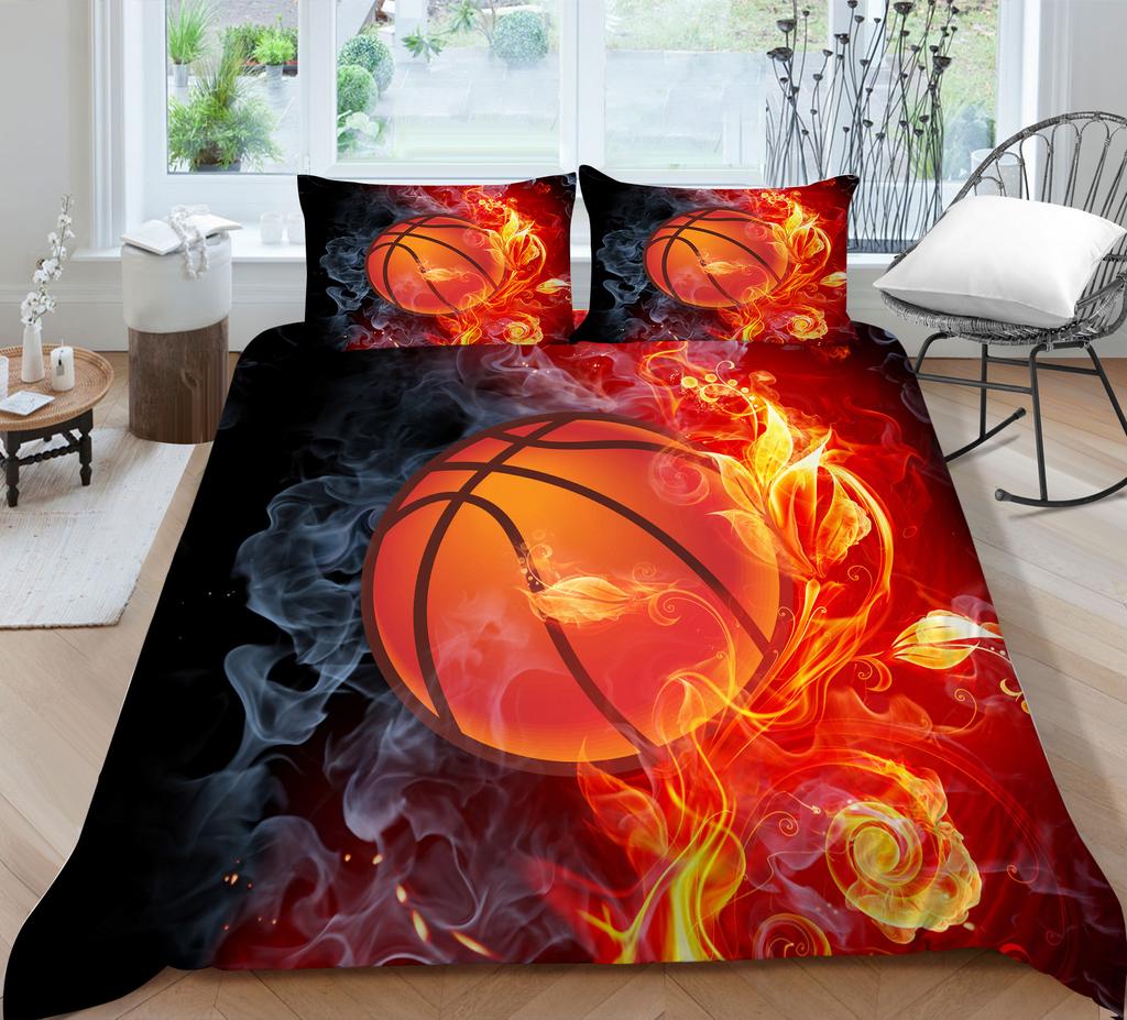 3D Basketball King Queen Duvet Cover Sports Theme Bedding Set For Kids Teens Boys Ball Game Bedroom Decor Soft Comforter Cover