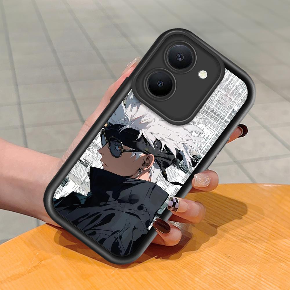 Soft Silicone Square Ladder Printing Pattern Phone Casing Full Cover Camera Shockproof Protection Rubber Case for Vivo