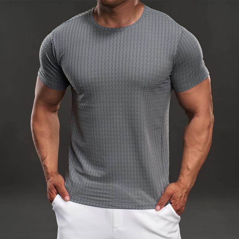 New Summer American Style Casual Short-sleeved T-shirt Fashionable Sports Slim Elastic Fitness Outdoor T-shirt Men