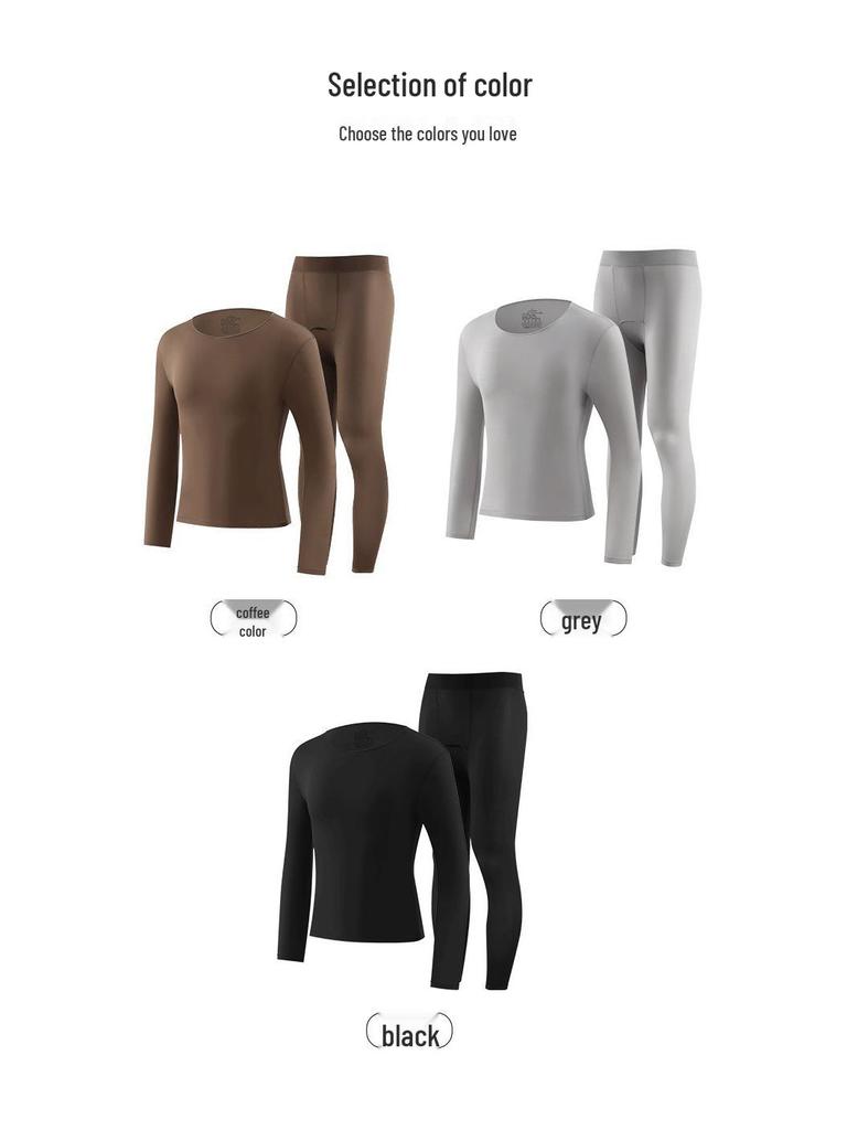 Men's Autumn/Winter Hyaluronic Acid Anti-Static Anti-Wrinkle Base Layer Set: Warm, Comfortable Long Sleeve Top & Bottom.