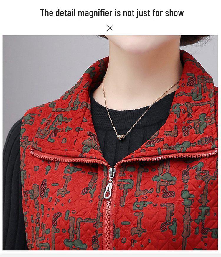 Plus Size Lightweight Zipper Vest for Middle-aged and Elderly Women - Spring/Autumn