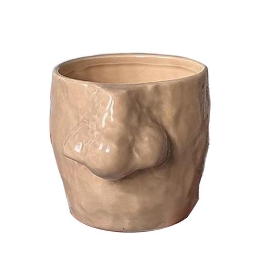 Funny Nose Picking Mug And Plate Set Handmade Ceramics Mug 410ml Nose Coffee Cup Pen Holder Makeup Brush Organizer Unique Gag Gifts for Friends