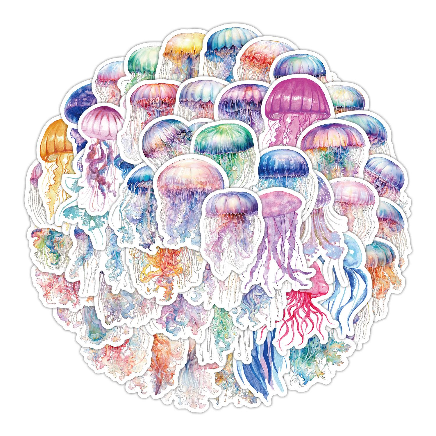

50 Цветных наклеек-граффити с медузами для автомобиля, скейтборда, багажа, декоративные, водонепроницаемые, креативные, детские игрушечные наклейки
