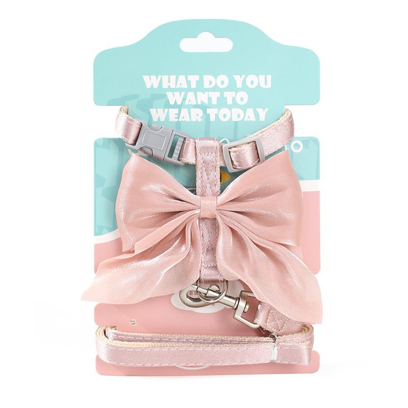 

Cute Bowknot Cat Harness And Leash Adjustable Pet Harness With Traction Rope Kitten Puppy Rabbit Ferret розовый