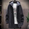 Men's Jacket Winter Printed Plush Lined Thickened Windproof Jacket Long Sleeve Zip Fashion Hooded Sweater