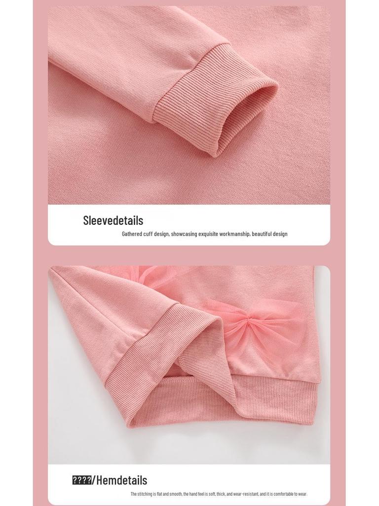 Malwee Girls' Autumn/Winter Sweatshirt: European & American Style Round Neck Long Sleeve Pullover for Kids