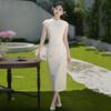 Embroidery black sleeveless national style new Chinese style Suzhou long cheongsam improved young 1011 new women's high sense