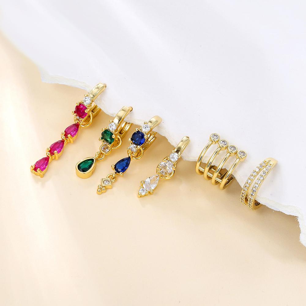 Korean Stainless Steel Multicolor Crystal Water Drop Dangle Earrings for Women Unique Y2k Ear Piercing Earring Fashion Jewelry