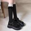 Sweet Lace Patchwork Calf Socks Lolita Bow White Cutewomen Mid-Tube Socks