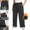 Autumn/Winter Fleece-Lined Plus Size Straight-Leg Casual Pants Loose-Fitting Slimming High-Elasticity Elastic Waistband with Drawstring Casual Pants