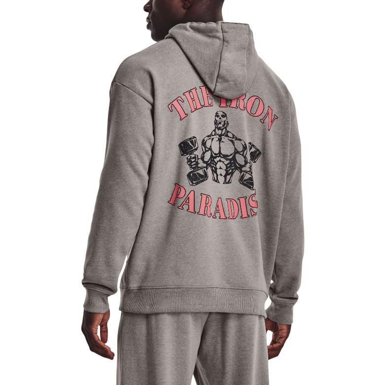 Under Armour Graphic Print Sports Drawstring Hoodie Men Hoodies Gray 1373562-294