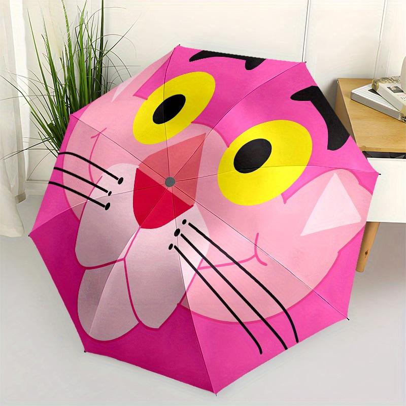 

1pc Pink Panther Head Umbrella with Plastic Handle,Suitable for All Seasons Home Travel Outdoor UmbrellaM1213