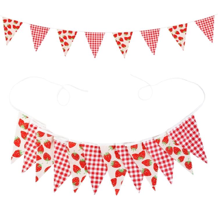12Pcs Washable Fabric Pennant Flags Wedding Pennant Hanging Decoration For Birthday Christmas Anniversary Party