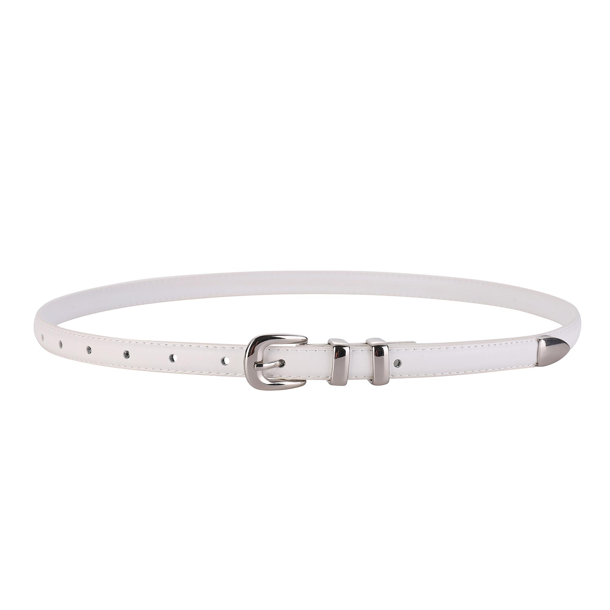 Smalle Riemen Echt Leer Dames Mode Riem Glanzende Zilveren Gesp Tailleband Voor Jurk Jeans Trui Luxe Dames Dunne Riem 100cm white