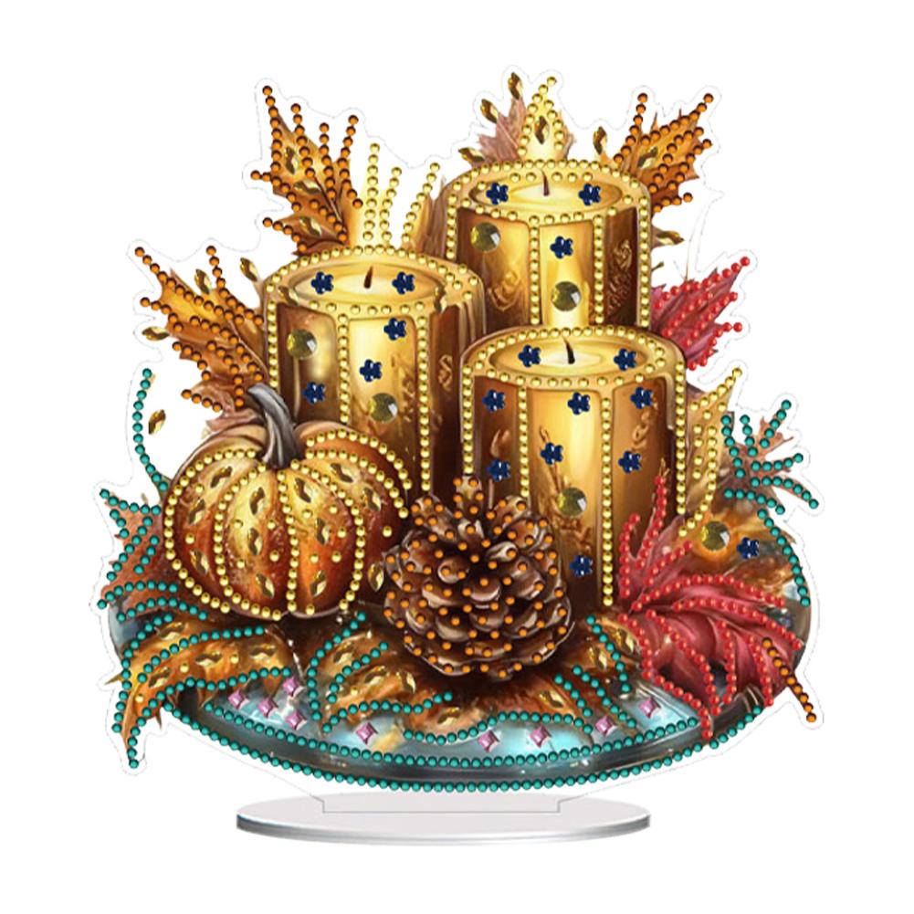 PET Crescent Moon Candle 5D DIY Diamond Art Tabletop Decorations Diamond Painting Desktop Ornament Bedroom Decor