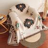 Aztécká přikrývka, nadrozměrná přikrývka Boho Throw s třásněmi, jihozápadní geometrická tapisérie Vintage tkané přikrývky, Double-Si